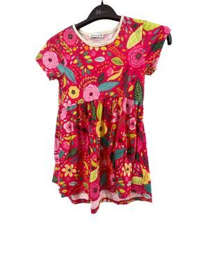 Sunshine Swing Girls Pink Floral Short Sleeve Dress Youth Size 8